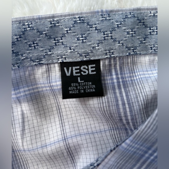 Vese Plaid Short Sleeves 2 Front Chest Button Down Shirt, Size: Large - Picture 8 of 9